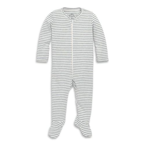 Primary Kids Baby Organic Zip Footie In Stripe