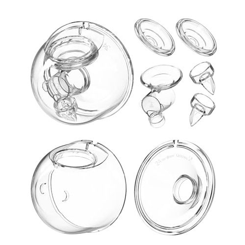 Wearable Breast Pump Replacement Parts, Milk Collector Cup Accessories, Compatible with TSRETE S12 Kmaier S12, Include Duckbill Valve, 24mm Flange, Silicone Diaphragm, Linker