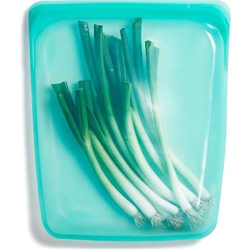 Stasher Premium Silicone Reusable Food Storage Half Gallon Bag, Aqua, Microwave, Sous Vide, Dishwasher, Oven and Freezer Safe, BPA Free, Leak-free, Eco-friendly, 64 Oz