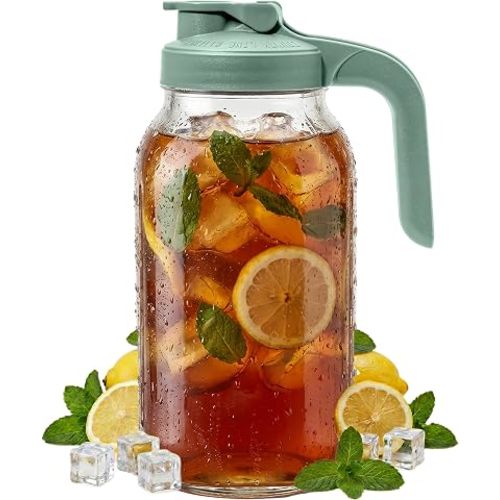 County Line Kitchen 64 oz Mason Jar Glass Pitcher With Lid - Sage