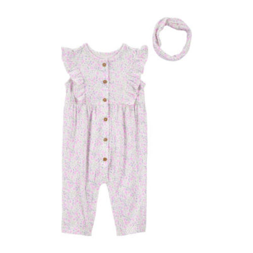 Carter's Baby Girls Round Neck Sleeveless 2-pc. Jumpsuit