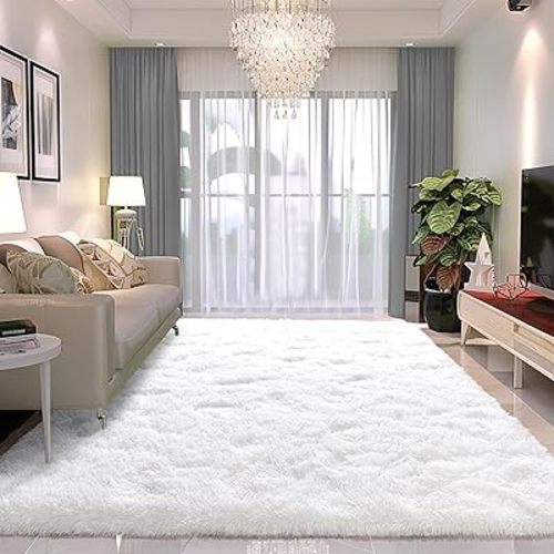 8x10 Carpet Fluffy Rug for Living Room - Large Nursery Thicked Fuzzy Plush Rug for Bedroom 8x10 Area Rugs White