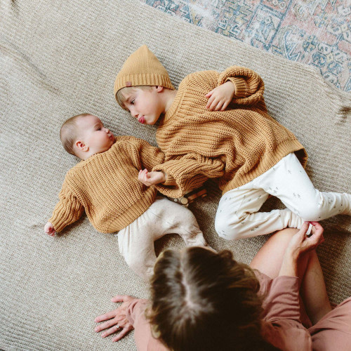 Goumi Kids Mountain Collection Organic Cotton Knit Box Sweater - Acorn, 6-12m