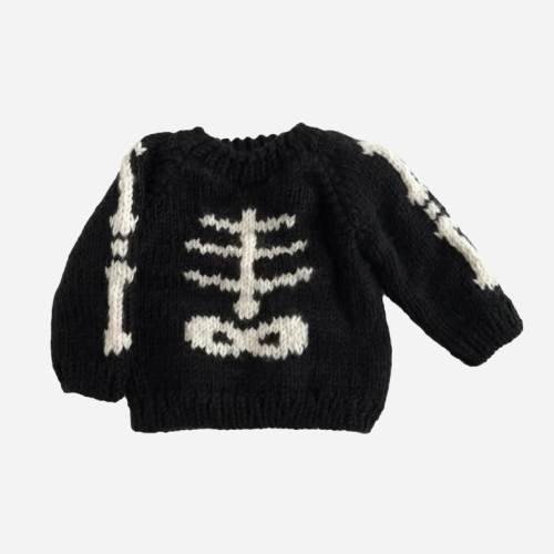 The Blueberry Hill | Skeleton Sweater | Black | 6-12m | Acrylic | Infant | Infant & Toddler Clothing | Baby | Maisonette | Spooky baby outfits, Goth baby outfits, Baby sweater knit
