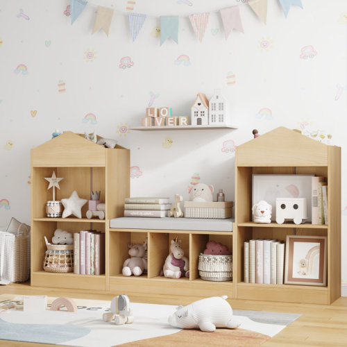 Isabelle & Max™ 68.9“ Kids Bookshelf With Reading Nook, Toy Storage Organizer With Seat Cushion And 7 Storage Cubbies, Wooden Kids Bookcase, Toy Organizers And Storage For Nursery, Playroom, White & Reviews | Wayfair