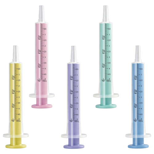 Baby Oral Syringes, Medicine Dispenser Syringe for Children, Liquid Plastic Syringe Without Needle,Leak Proof Dosing Tools,5 Colour Syringes - 5 pack