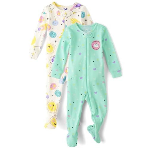 The Children's Place Baby Girls' And Toddler Long Sleeve 100% Cotton Zip-front One Piece Footed Pajama