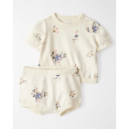 Baby Girl 2-Piece Organic Cotton Sweater Knit Set in Blooming Garden Print - Little Planet | Carter's