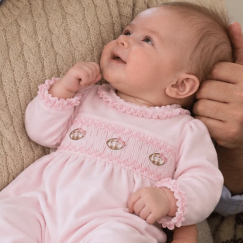 Tiny Tailgater Smocked Footie - Pink – Magnolia Baby