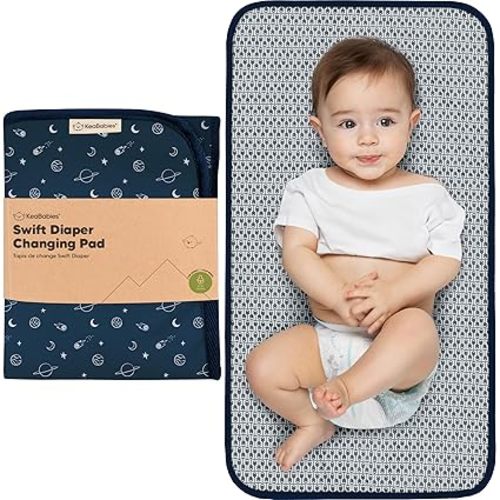 KeaBabies Portable Diaper Changing Pad, Easy Wipe Clean, 25x13 (Planets) | Foldable Waterproof Baby Changing Mat for Diaper Bag, Compact, Lightweight, Newborn, Infant, Baby Changer Travel Essential