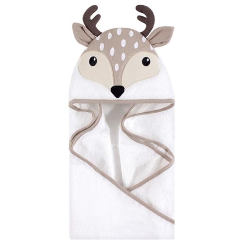 Hudson Baby Unisex Baby Cotton Animal Face Hooded Towel, Little Fawn, One Size