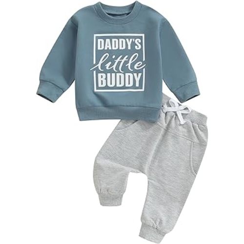 mlpeerw Toddler Boy Outfit Mama's Little Man Long Sleeve Sweatshirt And Pants Set Infant Baby Boy Fall Winter Clothes