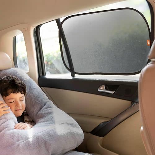 Car Window Shades (2 Pack) - 14.2″ x 21.3″, UPF 50+ Car Window Covers, 99% UVB + 94% UVA Protection, Static Cling Sun Shade with Travel Bag (Medium)