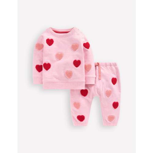 Applique Sweatshirt Set-Pink Marl Hearts