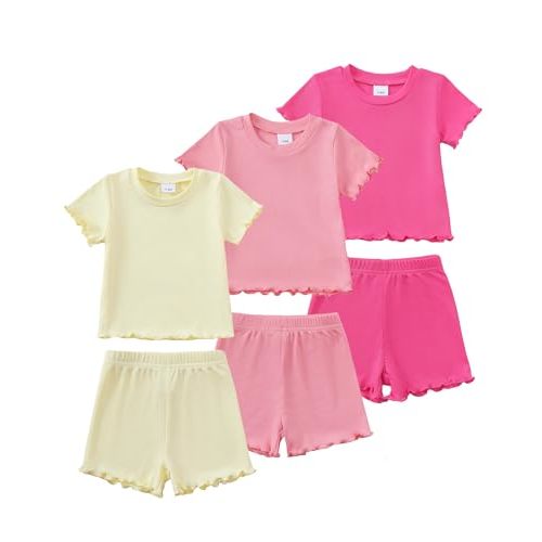 Toddler Baby Girl Boy Summer Clothes Outfits Casual Summer Short Sleeves Tops + Shorts Cute Outfits Set 3M-3T