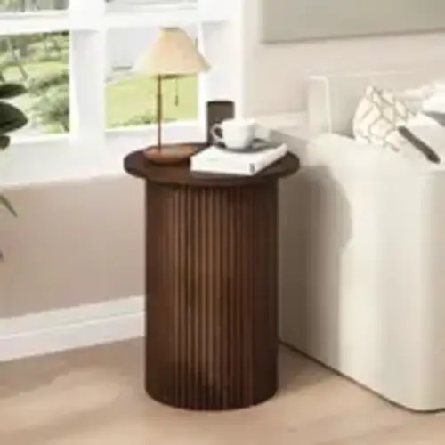 round fluted end table small accent pedestal nightstand - Temu
