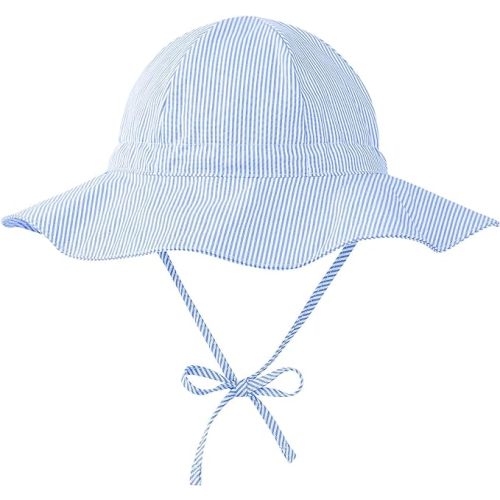 Zando UPF 50+ Baby Sun Hat for Baby Girl Boy 0-4T - Wide Brim Toddler Bucket Hat Adjustable Strap Infant Hats for Outdoor