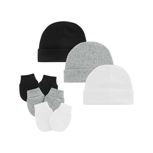 F FOREEMME Newborn Baby Beanie Hat and Scratch Mittens, Soft Cotton, 0-6 Months