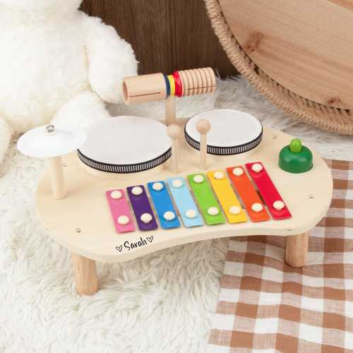Personalized Wooden Piano & Drum Toy – Custom Name Musical Instrument for Kids, Montessori Music Gift, Toddler Birthday Present