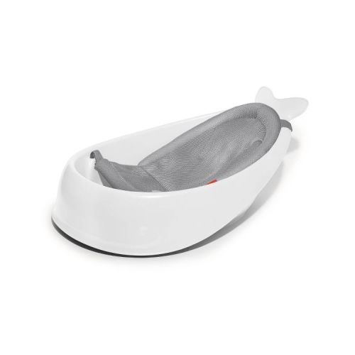 Skip Hop Moby Smart Sling 3-Stage Baby Bath Tub - White: Newborn Sling, Drain Plug, Sturdy Hook