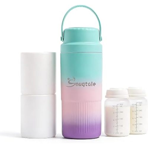 22oz Portable Breast Milk Cooler Bottle – Milk Cooler for Breastmilk, 24H+ Cooling, with 2 BPA-Free Bottles with Measurement Marks, Travel Essential for Outdoor Breastfeeding & Pumping