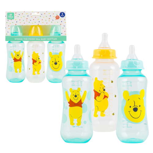 Disney Baby Winnie the Pooh Baby Bottles - 10oz - 3 Pack - BPA Free - Assorted