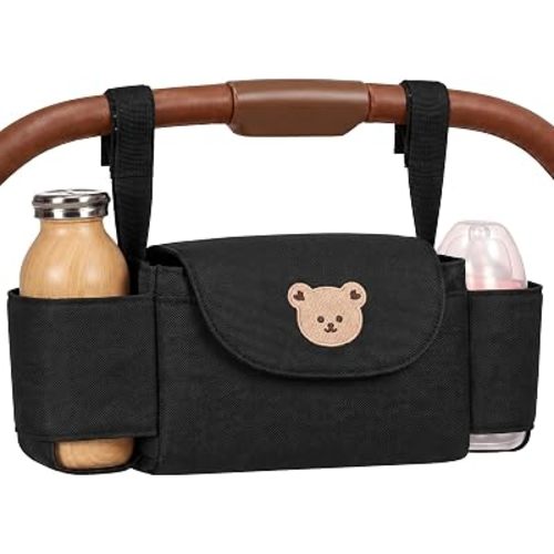 Black Universal Baby Stroller Organizer with 2 Cup Holder
