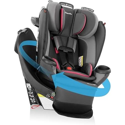 Evenflo Revolve360 Extend Convertible Car Seat with 360 Degree Rotation, Extended Rear-Facing, Forward-Facing, Booster Mode, and Secure Latch Install, Rowe Pink