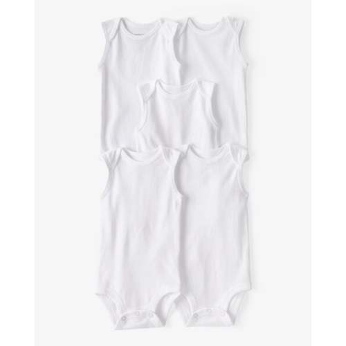 Baby 5-Pack Sleeveless Bodysuits - White - Carter's | Carter's