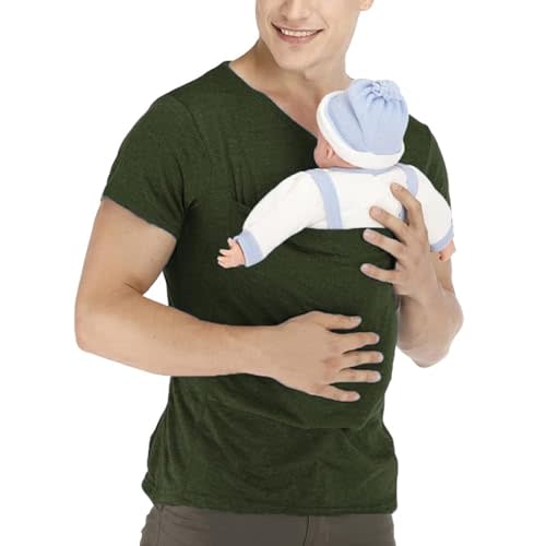 Kangaroo Shirt for Dad and Baby With Pouch - V Neck T-Shirt Baby Carrier