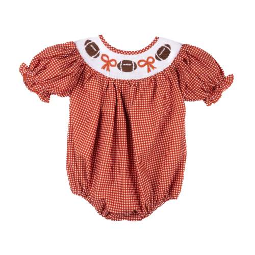 Burnt Orange Gingham Football Hallie Bubble