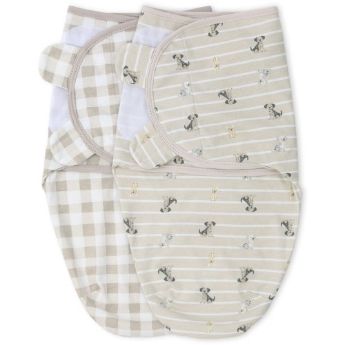 Little Haven Swaddle 2 Pack - Puppy/Check
