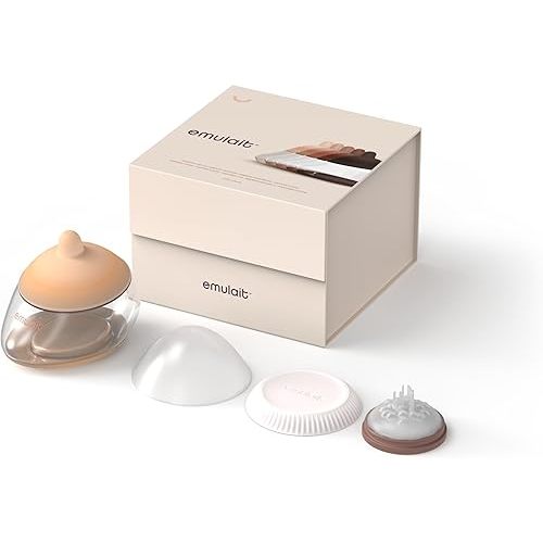 Emulait Anatomy Baby Bottle – Breast-Shaped, Natural Flow Nipple with Anti-Colic Valve – Closest to Breastfeeding for Newborns & Infants, Light, Shape 2