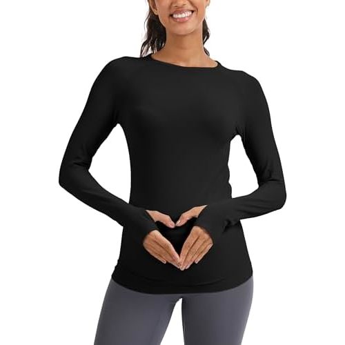 MathCat Seamless Maternity Shirts Long Sleeve Maternity Tops for Women Pregnancy Shirts Athletic Workout Yoga Casual Tee