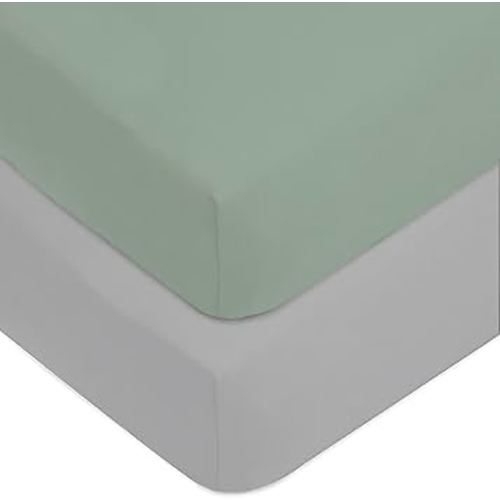 American Baby Company 2 Pack Fitted Crib Sheets 28" x 52", 100% Polyester Ultra Soft Microfiber, Gray/Green, for Boys and Girls, Fits Crib and Toddler Bed Mattresses