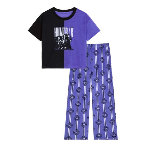Kpop Demon Hunters Girls Short Sleeve Sleep Top and Pants Pajama Set, 2-Piece, Sizes 6-12