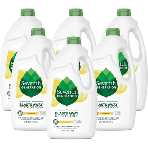 Seventh Generation Dishwasher Detergent Gel Liquid Soap Lemon Scent Dish Detergent 42 oz, Pack of 6