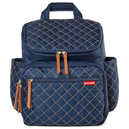 Skip Hop Diaper Bag Backpack: Forma, Multi-Function Baby Travel Bag with Changing Pad & Stroller Attachment, Navy