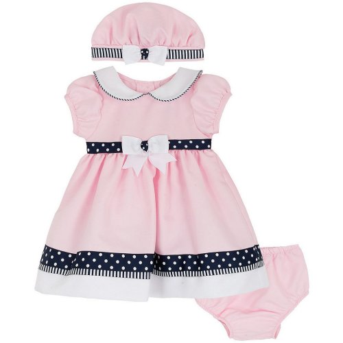 Rare Editions Baby Girls Short Sleeve Nautical-Inspired Sailor Fit-And-Flare Dress