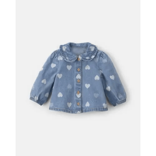 Baby Girl Heart Valentine's Day Long-Sleeve Top - Light Wash - OshKosh B'gosh | Carter's