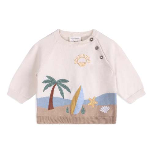 Viverano | Surf Embroidered Baby Knit Pullover (Organic Cotton)