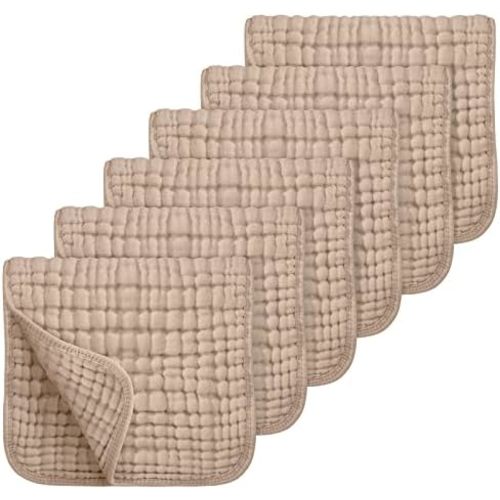Looxii Muslin Baby Burp Cloths, Absorbent Brup Rags 6 Pack Set for Baby