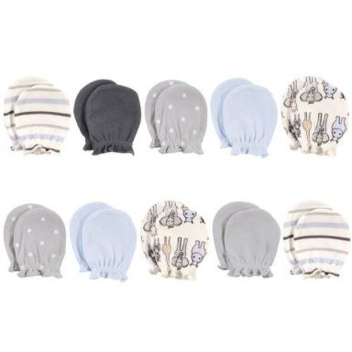 Hudson Baby Infant Boys Cotton Scratch Mittens, Royal Safari, 0-6 Months