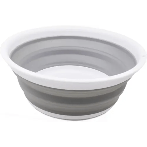 SAMMART 5.5L (1.45 Gallon) Collapsible Tub - Foldable Dish Tub - Portable Washing Basin - Space Saving Plastic Washtub (White/Grey, 1)