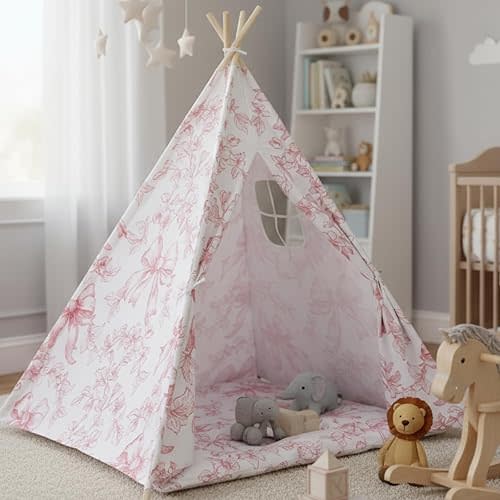 Teepee Tent Play Tent Indoor Pink Princess Playhouse Foldable Teepee for Indoor Outdoor