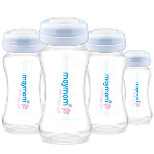 Maymom Wide Neck Breastmilk Collection and Storage Bottle 9oz; Remarkable SureSeal Disc. Compatible with Spectra S2, Spectra S1 Spectra 9+ and Avent Breast Pumps