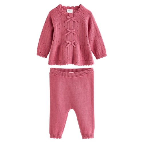 Kids' Peplum Knit Cardigan and Leggings Set