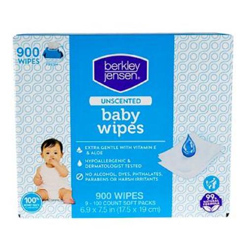 Berkley Jensen Unscented Baby Wipes, 9 pk./100 ct.