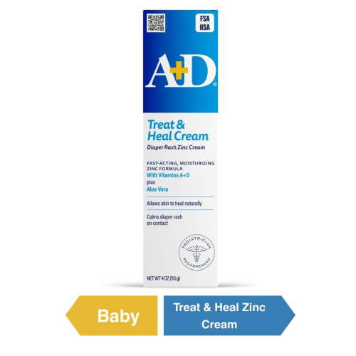 A+D Medicated Diaper Rash Cream with Zinc, 4oz