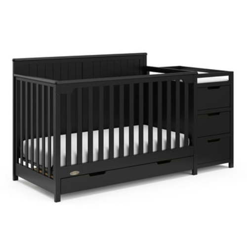 Graco Hadley 5-in-1 Convertible Baby Crib and Changer with Drawer, Black